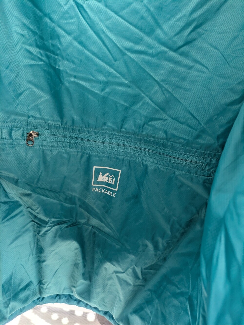 REI Teal Blue Puffer Zip Sleeve Polyester Fill Jacket - Picture 3 of 10